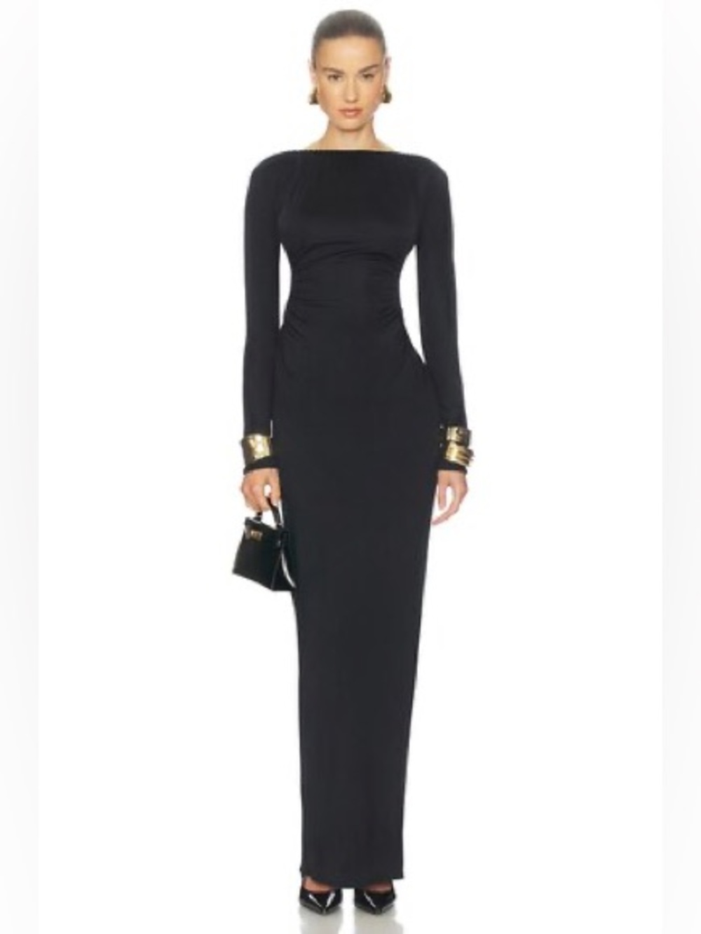 HELSA Classic Black Long-Sleeve Column Dress